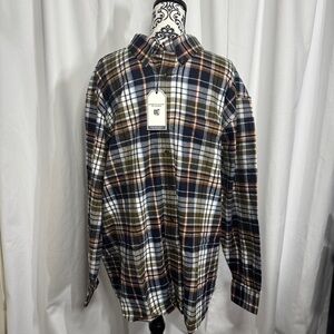 Roundtree & Yorke Plaid Button Down Shirt - Blue, Green, Orange